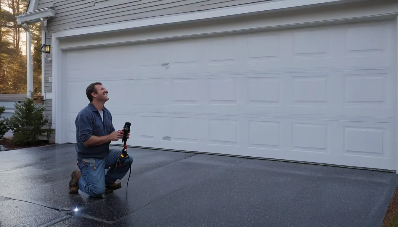 A friendly garage door provider checking a home's garage door in Hartford